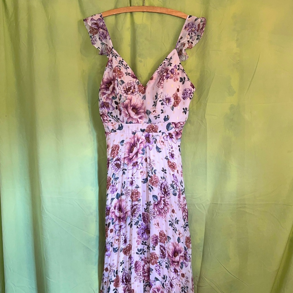 Crystal Doll Lavender Floral Maxi Dress - Picture 3 of 13